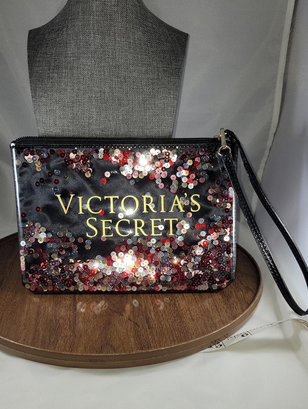 Victoria's Secret Black and Sequin Wristlet Mint Condition